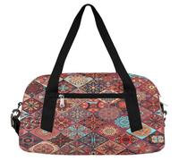 Borsone per bambini con mandala etnico per la notte, per ragazze e ragazzi, borsa sportiva leggera con fiori vintage, borsa da palestra per bambini, piccola borsa da viaggio per la danza, Mandala