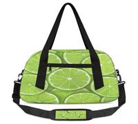 Borsone per bambini con motivo a fette di limone verde, piccola borsa sportiva da viaggio leggera per ragazzi e ragazze, borsa da viaggio per il weekend notturno, borsa da palestra per la scuola
