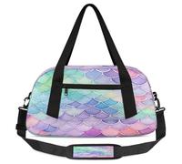 Borsone per bambini con motivo a squame di sirena colorate con gelato, per ragazzi, ragazze, adolescenti, sport, palestra, viaggi, ginnastica, danza, danza, Multicolore