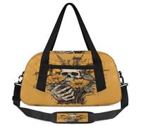 Borsone per bambini con motivo con teschio, girasole e piante, piccola borsa sportiva da viaggio leggera per ragazzi e ragazze, borsa da viaggio per il weekend notturno, borsa da palestra per la