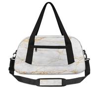 Borsone per bambini con motivo marmorizzato per ragazze e ragazzi, leggero, con marmo bianco dorato, borsa sportiva da palestra per bambini, piccola borsa da viaggio da portare con sé durante la