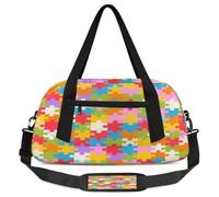Borsone per bambini con motivo puzzle autismo, piccola borsa sportiva da viaggio leggera per ragazzi e ragazze, borsa da viaggio per weekend, borsa da palestra per scuola, sport e pigiama party
