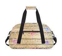Borsone per bambini con note musicali, ballerine, per ragazze e ragazzi, borsa da viaggio per il weekend, da 24 litri, per sport, palestra, pratica, Colore, (24L) UK, Organizer per borse