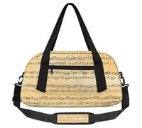 Borsone per bambini con note musicali, per ragazze e ragazzi, borsa da palestra leggera vintage per bambini, piccola borsa da viaggio per la danza, Musica Note Score, 18.5L x 7.8W x 9.4H