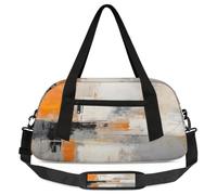 Borsone per bambini con pittura a olio astratta, colore arancione e grigio, piccola borsa sportiva da viaggio leggera per ragazzi e ragazze, borsa da viaggio per il weekend notturno, borsa da palestra