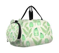Borsone per bambini con rana verde e foglie arcobaleno bianche con scomparto per scarpe multifunzionale per bambini durante la notte borsone per pratica scolastica, sport, viaggi