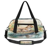 Borsone per bambini con scoiattolo carino per bambini, ragazzi, ragazze, adolescenti, scoiattolo, fiori, borsa da palestra per weekender, viaggi, ginnastica, danza, danza, Multicolore