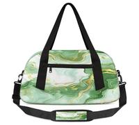 Borsone per bambini con stampa astratta verde oro marmorizzato, piccola borsa sportiva da viaggio leggera per ragazzi e ragazze, borsa da viaggio per il weekend notturno, borsa da palestra per la