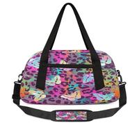 Borsone per bambini con stampa leopardata per ragazze e ragazzi, borsa leggera per sport, palestra per bambini, piccola borsa da viaggio da portare con sé durante la notte, Stampa leopardata, 18.5L x