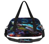 Borsone per bambini con tartaruga marina, corallo, oceano, animale, per bambini, ragazze, adolescenti, sport, palestra, viaggi, ginnastica, danza, danza, Multicolore