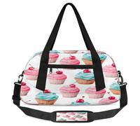 Borsone per bambini con torta di ciliegie acquerello, piccola borsa sportiva da viaggio leggera per ragazzi e ragazze, borsa da viaggio per weekend, borsa da palestra per scuola, sport e pigiama party