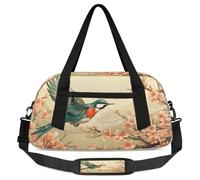 Borsone per bambini con uccellini rosa e fiori, per ragazze e ragazzi, borsa leggera per sport e palestra, piccola borsa da viaggio per danza, Uccello fiore rosa, 18.5L x 7.8W x 9.4H