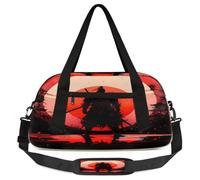 Borsone per bambini in stile giapponese con silhouette samurai, piccola borsa sportiva da viaggio leggera per ragazzi e ragazze, borsa da viaggio per il weekend, borsa da palestra per scuola, sport e