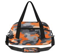 Borsone per bambini mimetico arancione grigio mimetico per ragazze e ragazzi, borsa leggera mimetica per sport, palestra per bambini, piccola borsa da viaggio da portare con sé durante la notte,