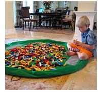 Borsone per giocattoli, tappeto da gioco per bambini, grande borsone per riporre oggetti tappeto pieghevole per bambini organizer portatile di giocattoli per bambini con a Cordoncino (150 cm) (Verde)