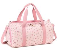 Borsone per palestra, sport, donna, ragazza, allenamento, borsa da viaggio, weekender, con scomparto per scarpe e tasca bagnata, A-Fiocco rosa-Rosa, L, Borsone