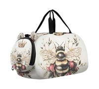 Borsone per ragazzi o ragazze con scomparto per scarpe, ape, fragola, corona, borsa da viaggio sportiva per la notte