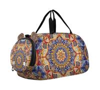 Borsone per ragazzi o ragazze con scomparto per scarpe, arabesque mandala elementi, borsa sportiva da viaggio per la notte
