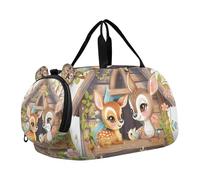 Borsone per ragazzi o ragazze con scomparto per scarpe, fiaba carino cervo borsa da viaggio per la notte