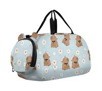 Borsone per ragazzi o ragazze con scomparto per scarpe, Little Daisy Capybara, borsa da viaggio sportiva per la notte