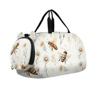 Borsone per ragazzi o ragazze con scomparto per scarpe, piccola ape margherita, borsa da viaggio per la notte