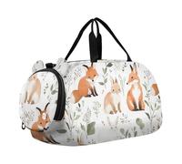 Borsone per ragazzi o ragazze con scomparto per scarpe, piccola volpe coniglio, borsa da viaggio sportiva per la notte