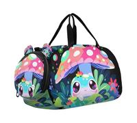 Borsone per ragazzi o ragazze con scomparto per scarpe, rana arcobaleno sotto fungo, borsa da viaggio sportiva durante la notte