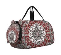 Borsone per ragazzi o ragazze con scomparto per scarpe, rosso, nero, bianco, mandala borsa da viaggio per lo sport durante la notte