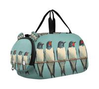 Borsone per ragazzi o ragazze con scomparto per scarpe, stampa rondine di uccello, borsa sportiva da viaggio per la notte