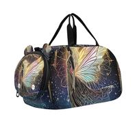 Borsone per tarocchi con fata neon per bambini, con scomparto per scarpe, multifunzionale, per viaggi notturni, weekender, per ragazzi e ragazze