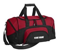 Borsone personalizzato personalizzato palestra ricamato borse con il tuo nome testo per viaggi sport danza borsa da notte per uomini e donne - nero/grigio, Vero rosso-Nero, size-1, Personalizzato