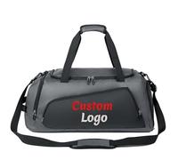 Borsone personalizzato ricamato sportivo da viaggio con tasche asciutte bagnate e scomparto per scarpe, regalo per testimone dello sposo, damigella d'onore, Grigio/nero, 24"*12"*2", Borsa da palestra