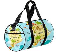 Borsone piccolo, borsa sportiva per yoga, mappa delle Hawaii con cartoni animati, borsa da viaggio per fitness all'aperto