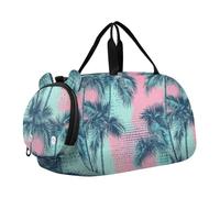 Borsone retrò Oastel Palm Trees per bambini con scomparto per scarpe grande capacità Weekender borse per la notte per ragazzi e ragazze, palme retrò oastel
