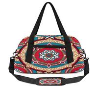 Borsone rosso bohémien per bambini con mandala durante la notte, per ragazze e ragazzi, borsa leggera per sport, palestra per bambini, piccola borsa da viaggio o da ballo, Mandala Boemia Rosso, 18.5L