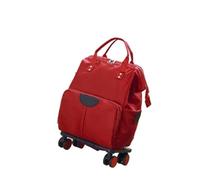 Borsone Rotante Con Ruote Trolley da viaggio Borse da donna Borsa con ruote Zaino con ruote Borsa da viaggio Oxford con ruote di grande capacità Per I Viaggi, Il Lavoro E(Red,Small)
