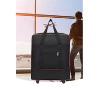 Borsone Rotante Con Ruote Zaino portaoggetti portatile di grande capacità, studio all'estero, viaggio, borsa da imballaggio espandibile con ruote Per I Viaggi, Il Lavoro E(Black)