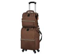 Borsone Rotante Con Ruote Zaino trolley da viaggio Borse da viaggio Zaini con ruote da donna Borsa trolley con ruote Valigia da viaggio Oxford Per I Viaggi, Il Lavoro E(Brown)