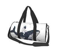 Borsone rotondo Borsa da viaggio astronauta e balena tra le nuvole Borsa a mano leggera per nuotare