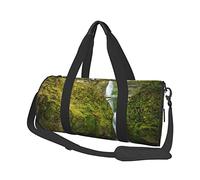 Borsone rotondo con stampa a forma di piccolo ponte e cascata, borsa da viaggio rotonda, borsa da palestra, fitness, borsa da allenamento, nera, taglia unica, Nero , Taglia unica