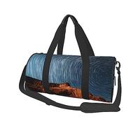 Borsone rotondo con stampa cielo stellato sopra la montagna nel selvaggio West, borsa da viaggio rotonda arrotolabile borsa da palestra borsa fitness borsa da allenamento, nero, taglia unica, Nero ,