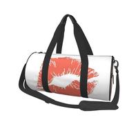 Borsone rotondo con stampa di bacio rosso, borsa da viaggio in tela, impermeabile e resistente agli strappi. Borsa da viaggio pieghevole per il fine settimana