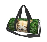 Borsone rotondo con stampa di cane chihuahua, borsa da viaggio in tela, impermeabile e resistente agli strappi. Borsa da viaggio pieghevole per il fine settimana
