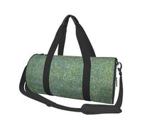 Borsone rotondo con stampa di cespugli di rose sotto gli alberi, borsa da viaggio in tela, impermeabile e resistente agli strappi. Borsa da viaggio pieghevole per il fine settimana