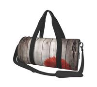 Borsone rotondo con stampa di dalie rosse, borsa da viaggio in tela, impermeabile e resistente agli strappi. Borsa da viaggio pieghevole per il fine settimana