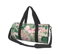 Borsone rotondo con stampa di giglio nero, borsa da viaggio in tela, impermeabile e resistente agli strappi. Borsa da viaggio pieghevole per il fine settimana