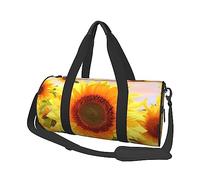 Borsone rotondo con stampa di girasole borsa da viaggio rotonda borsa da palestra fitness borsa da allenamento, nera, taglia unica, Nero , Taglia unica