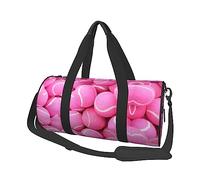 Borsone rotondo con stampa di palline da tennis rosa brillante, borsa da viaggio in tela, impermeabile e resistente agli strappi. Borsa da viaggio pieghevole per il fine settimana