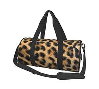 Borsone rotondo con stampa leopardata ruvida borsa da viaggio rotonda borsa da palestra fitness borsa da allenamento, nero, taglia unica, Nero , Taglia unica