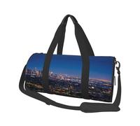 Borsone rotondo con stampa Los Angeles, borsa da viaggio in tela, impermeabile e resistente agli strappi. Borsa da viaggio pieghevole per il fine settimana